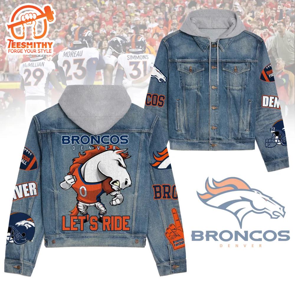 Premium Hooded Denim Jacket For Denver Broncos Fans Version 2