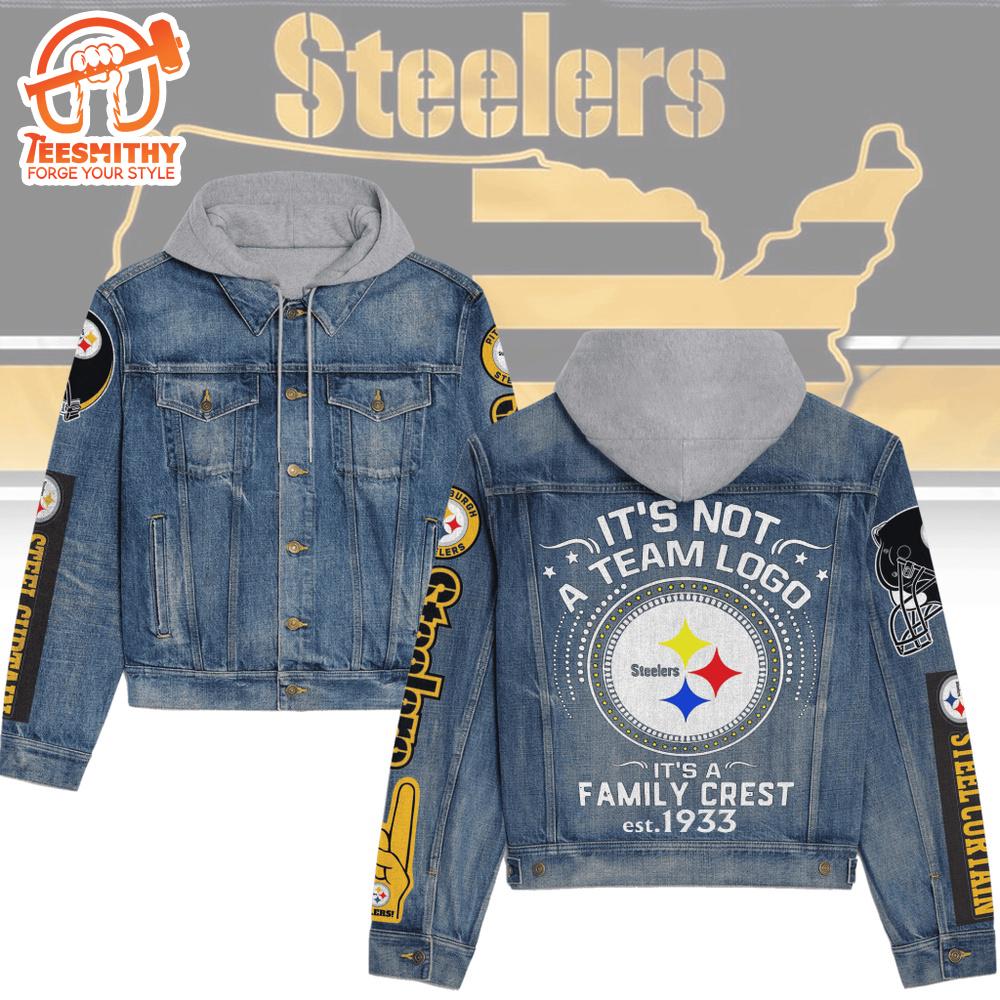 Premium Hooded Denim Jacket For Pittsburgh Steelers Fans V3