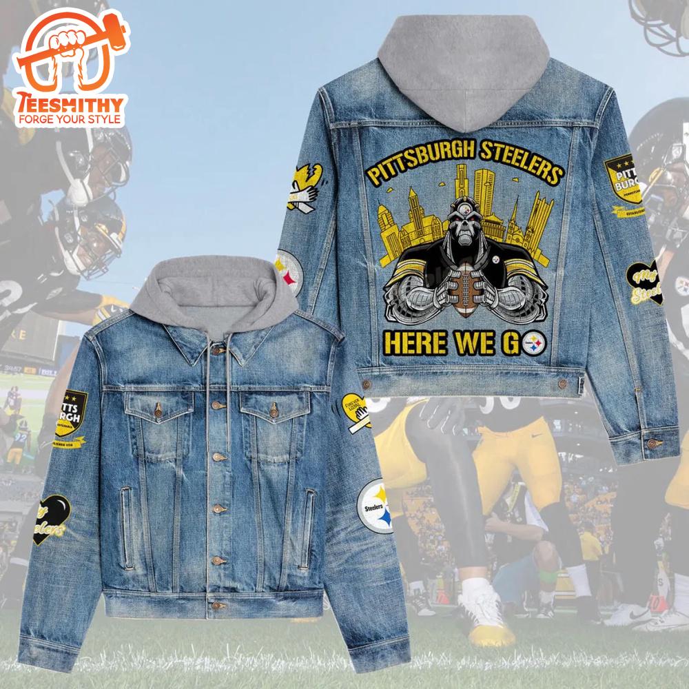 Premium Hooded Denim Jacket For Pittsburgh Steelers Fans Version 2