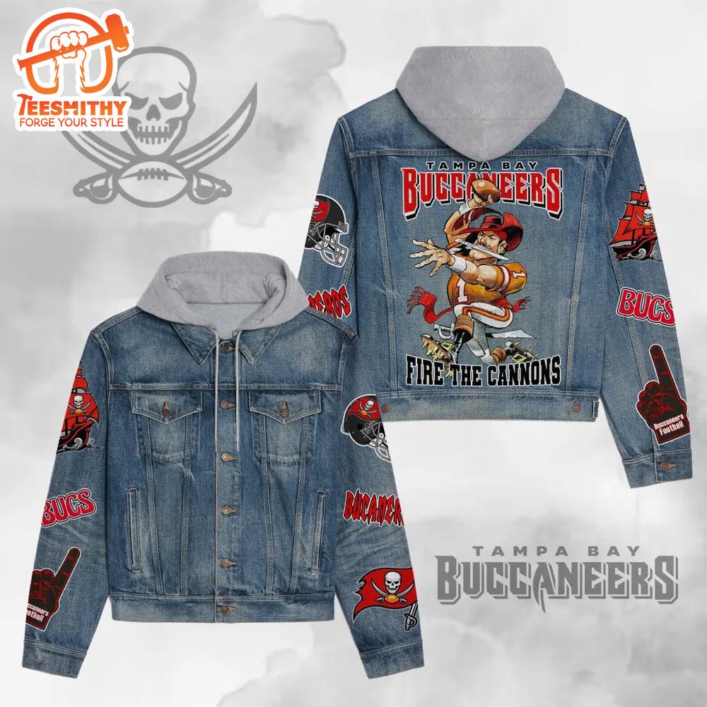 Premium Hooded Denim Jacket – Tampa Bay Buccaneers Fan Apparel Version 2