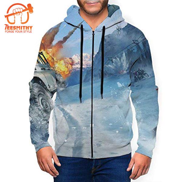 Pubg – Game Blue Zipper Jacket All Over Print Hoodie