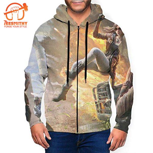 Pubg – Game Playerunknown’S Battlegrounds On Fire Beige All Over Print Hoodie