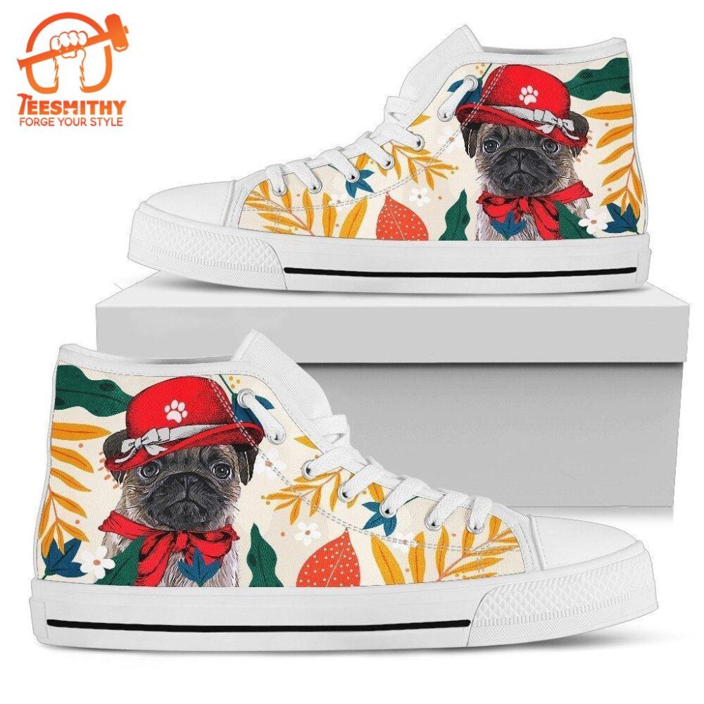 Pug Dog Sneakers Women High Top Shoes Funny