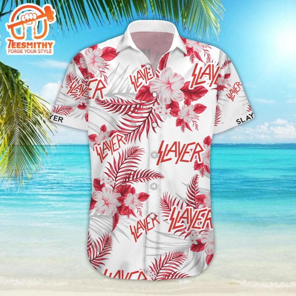 Red & White Floral Slayer Men’s Hawaiian Shirt