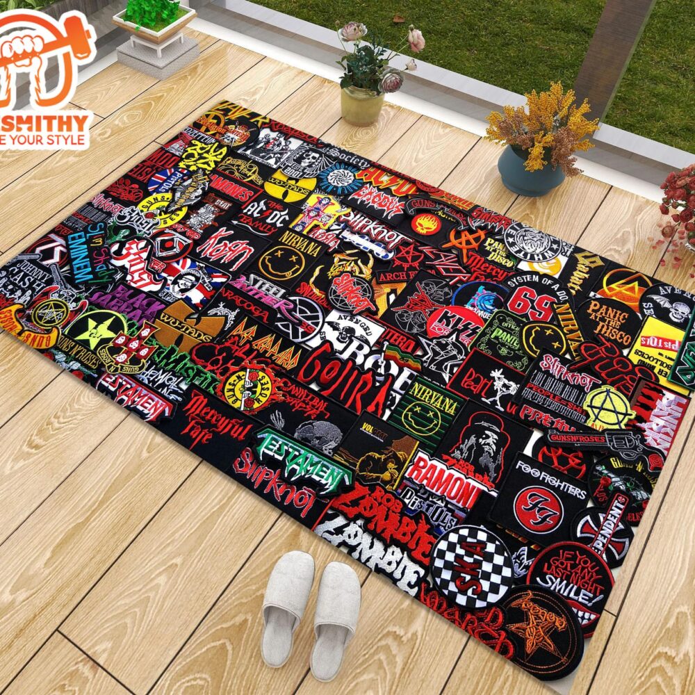 Rock Collage Rug, Rock Music Rug, All Rock N Roll