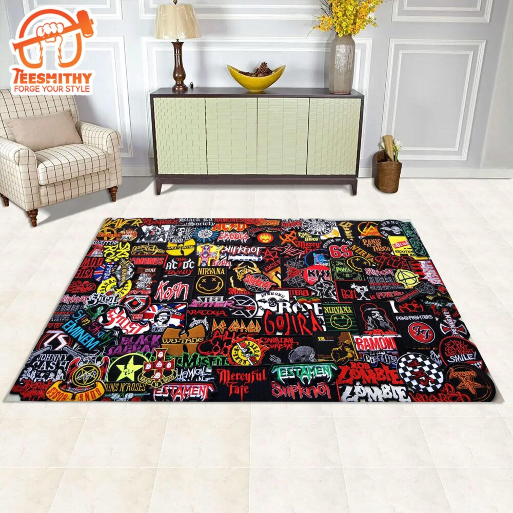 Rock Collage Rug, Rock Music Rug, All Rock N Roll