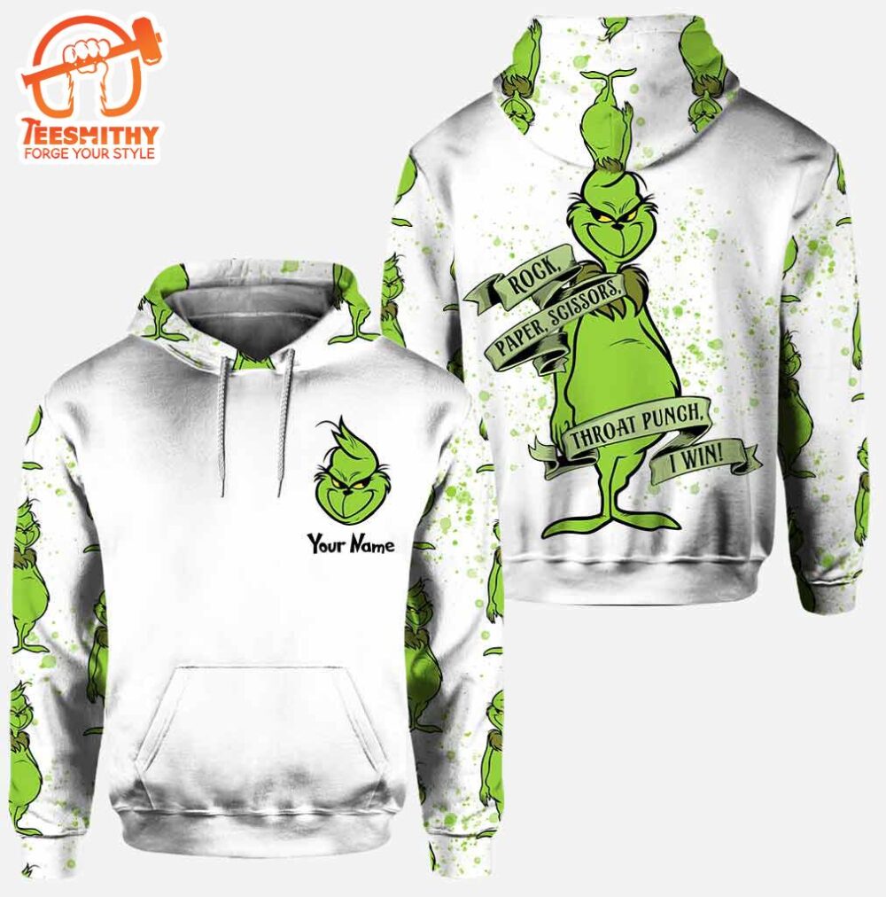 Rock Paper Scissors I Win – Personalized Grinch Hoodie and Leggings DN100 9631676629278