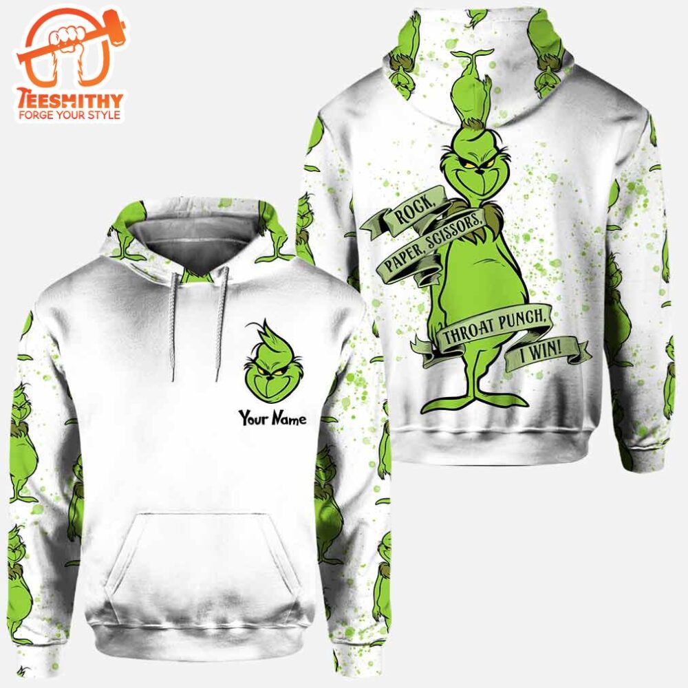 Rock Paper Scissors I Win, Stole Christmas - Personalized Grinch Hoodie and Leggings