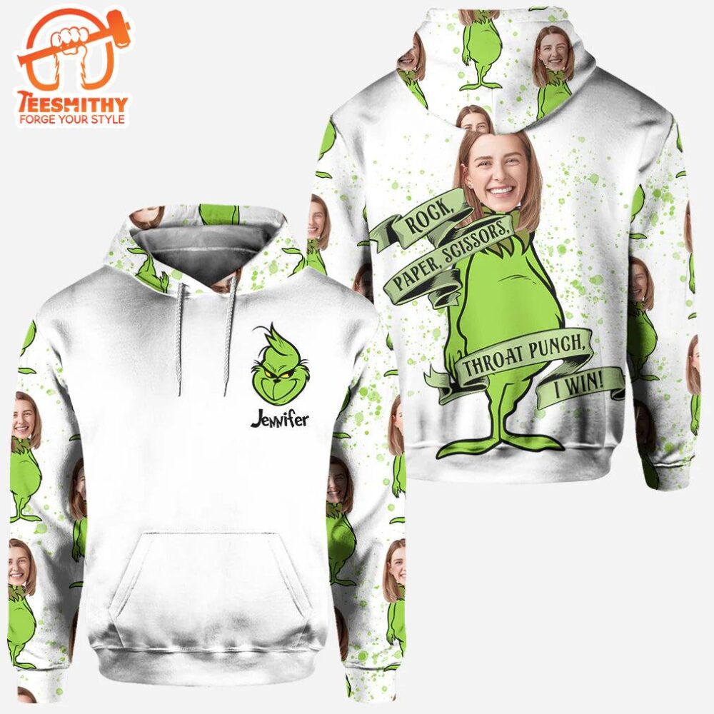 Rock Paper Scissors - Personalized Grinch Christmas Hoodie and Leggings