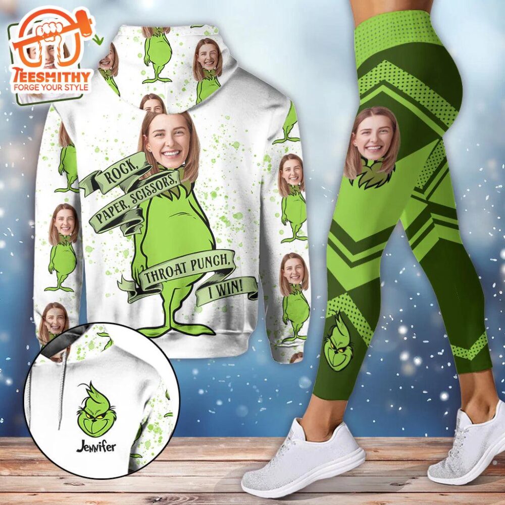 Rock Paper Scissors – Personalized Grinch Christmas Hoodie and Leggings