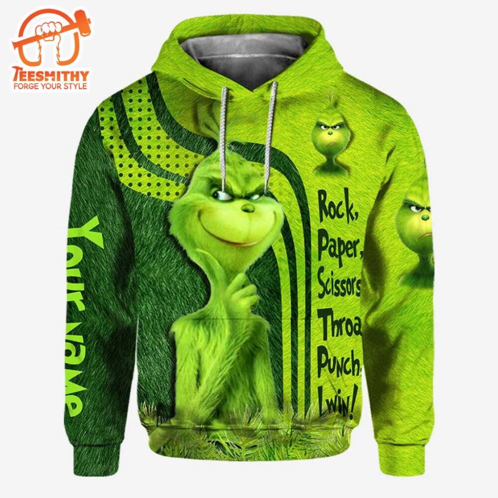 Rock Paper Scissors Throat Punch I Win – Personalized Grinch Hoodie and Leggings