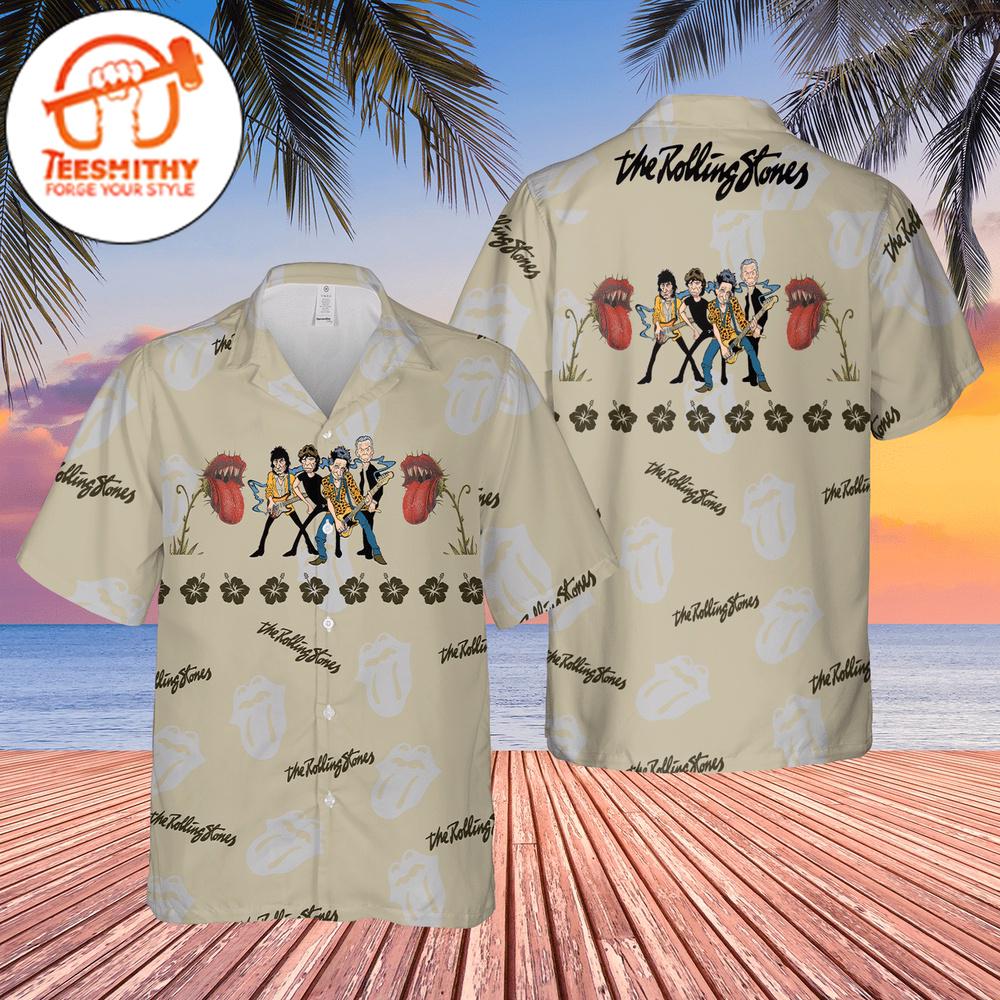 Rolling Stones Cartoon Groove Hawaiian Button Up Shirts