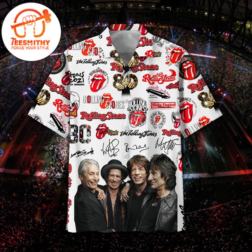 Rolling Stones Classic Collage Hawaiian Button Up Shirts