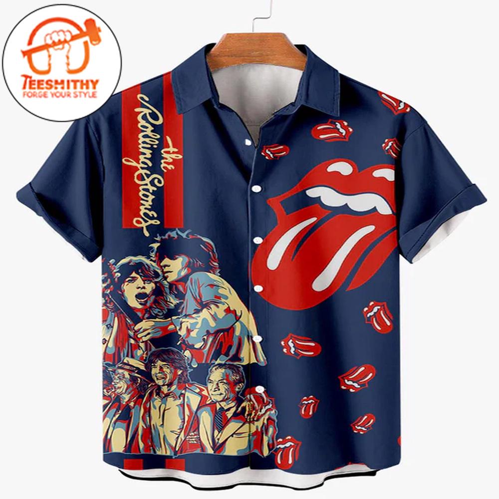 Rolling Stones Classic Concert Hawaiian Button Up Shirts