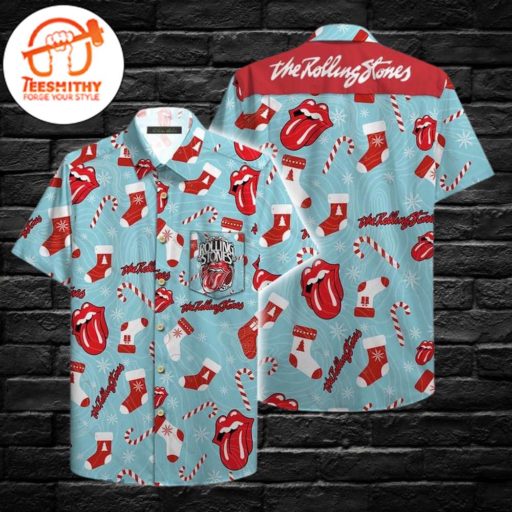 Rolling Stones Holiday Cheer Hawaiian Button Up Shirts