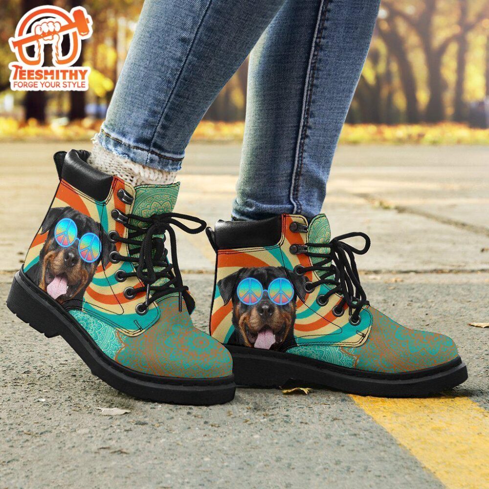 Rottweiler Dog Boots Shoes Hippie Style Funny