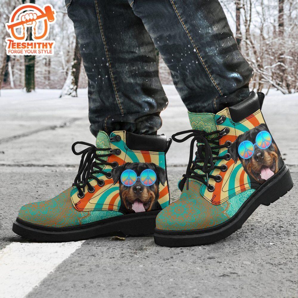 Rottweiler Dog Boots Shoes Hippie Style Funny