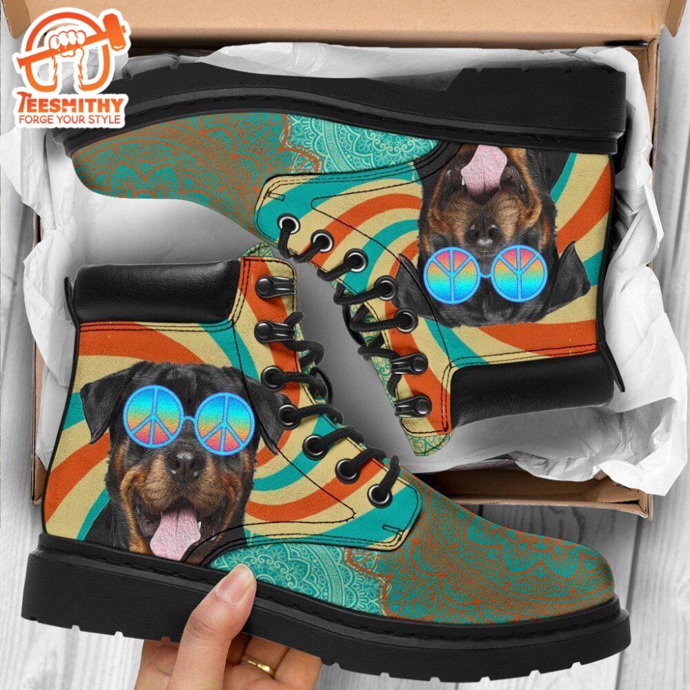 Rottweiler Dog Boots Shoes Hippie Style Funny