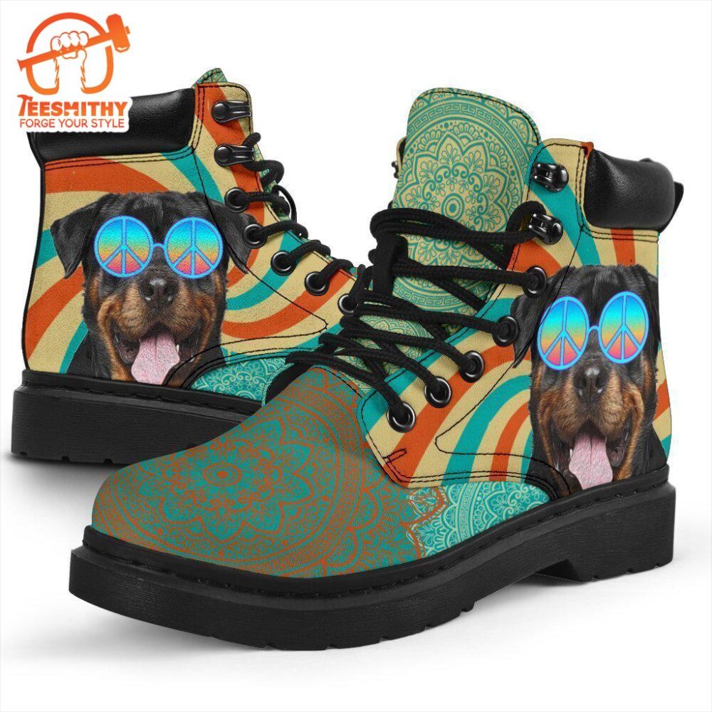 Rottweiler Dog Boots Shoes Hippie Style Funny