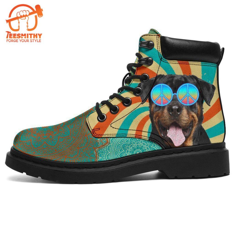 Rottweiler Dog Boots Shoes Hippie Style Funny