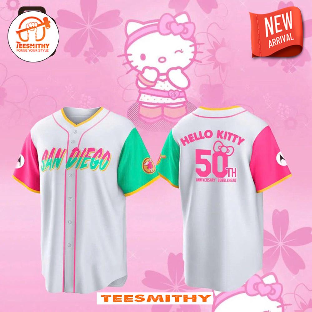 San Diego Padres Celebrate Hello Kitty 50th Anniversary Baseball Jersey