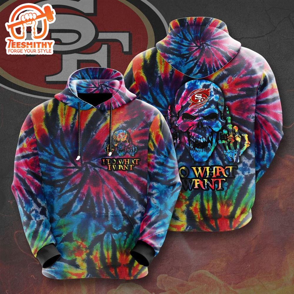 San Francisco 49Ers I Do What I Want Colorful Skull 3D Hoodie Zip Hoodie, Nfl 3D All Over Print Hoodie