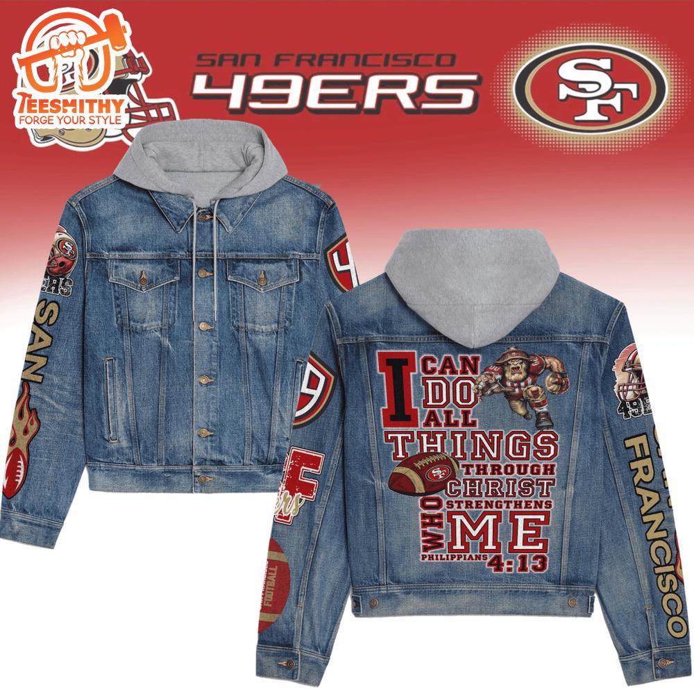 San Francisco 49Ers Premium Hooded Denim Jacket