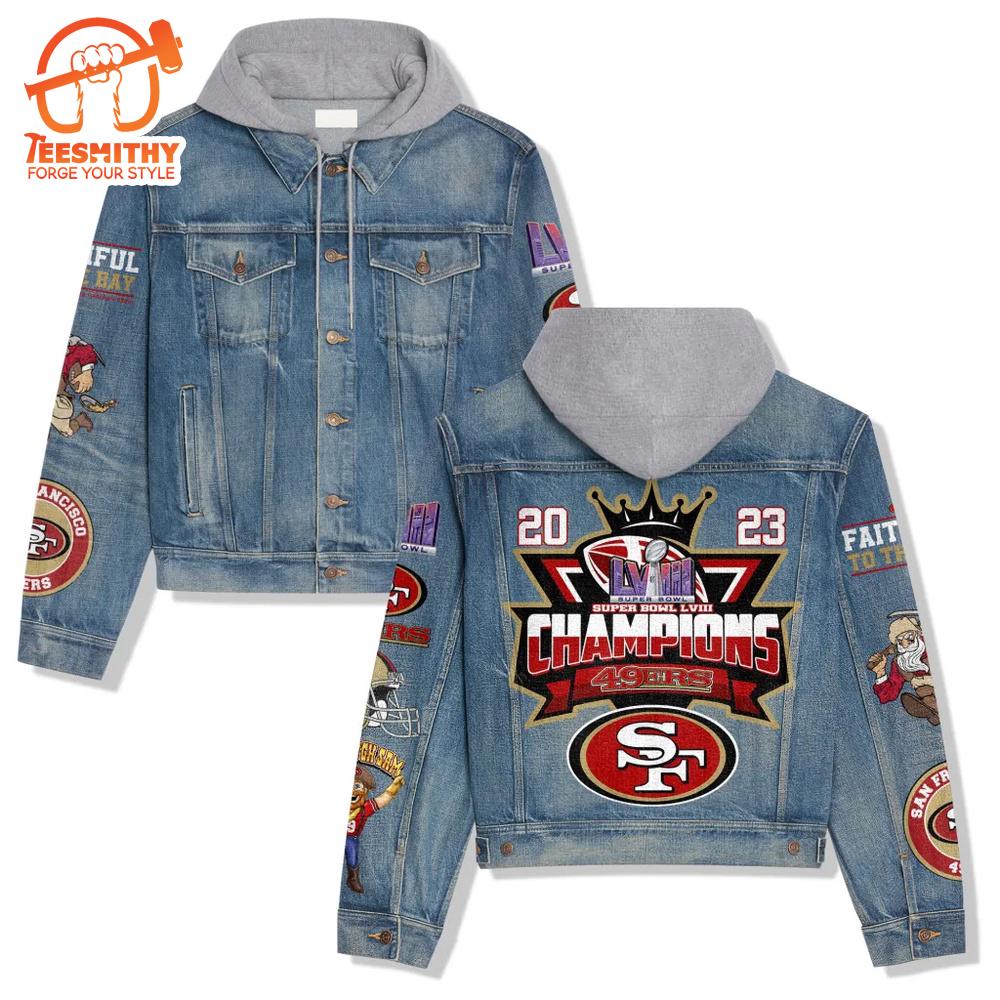 San Francisco 49Ers Premium Hooded Denim Jacket Version 1