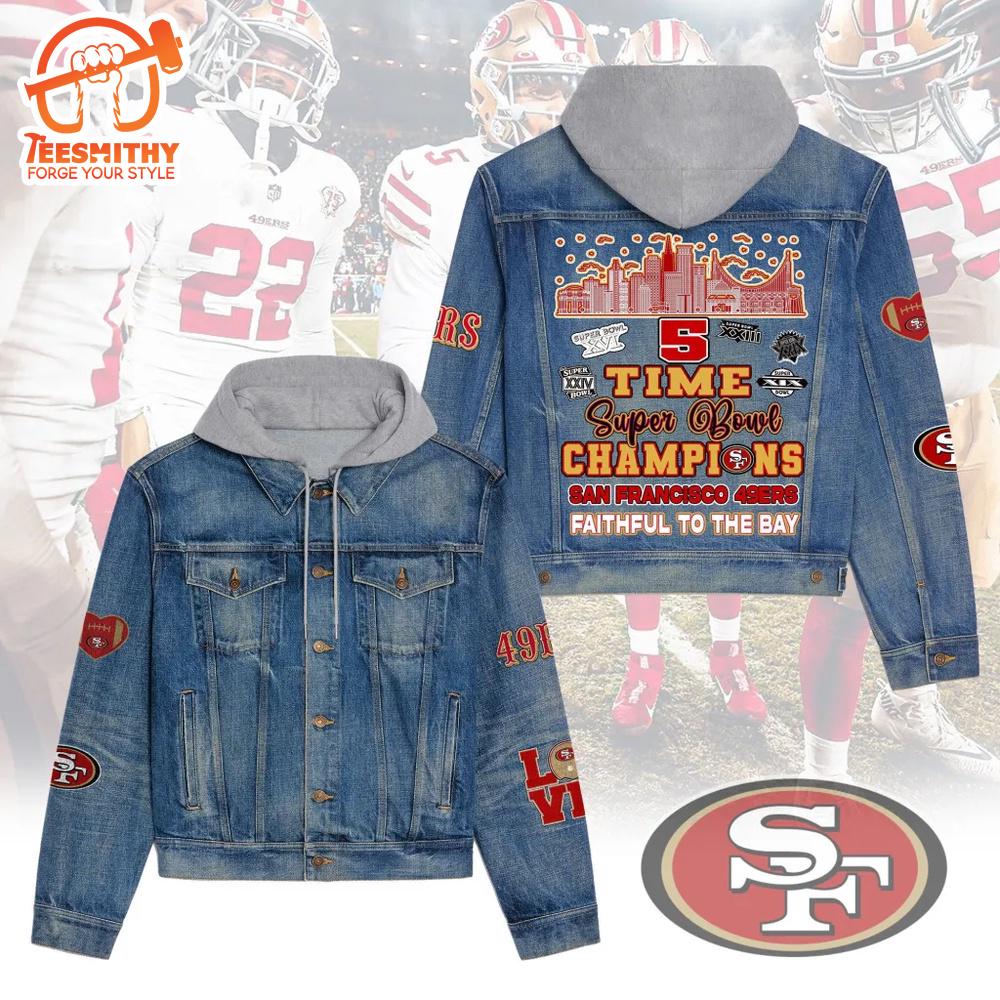 San Francisco 49Ers Premium Hooded Denim Jacket Version 2