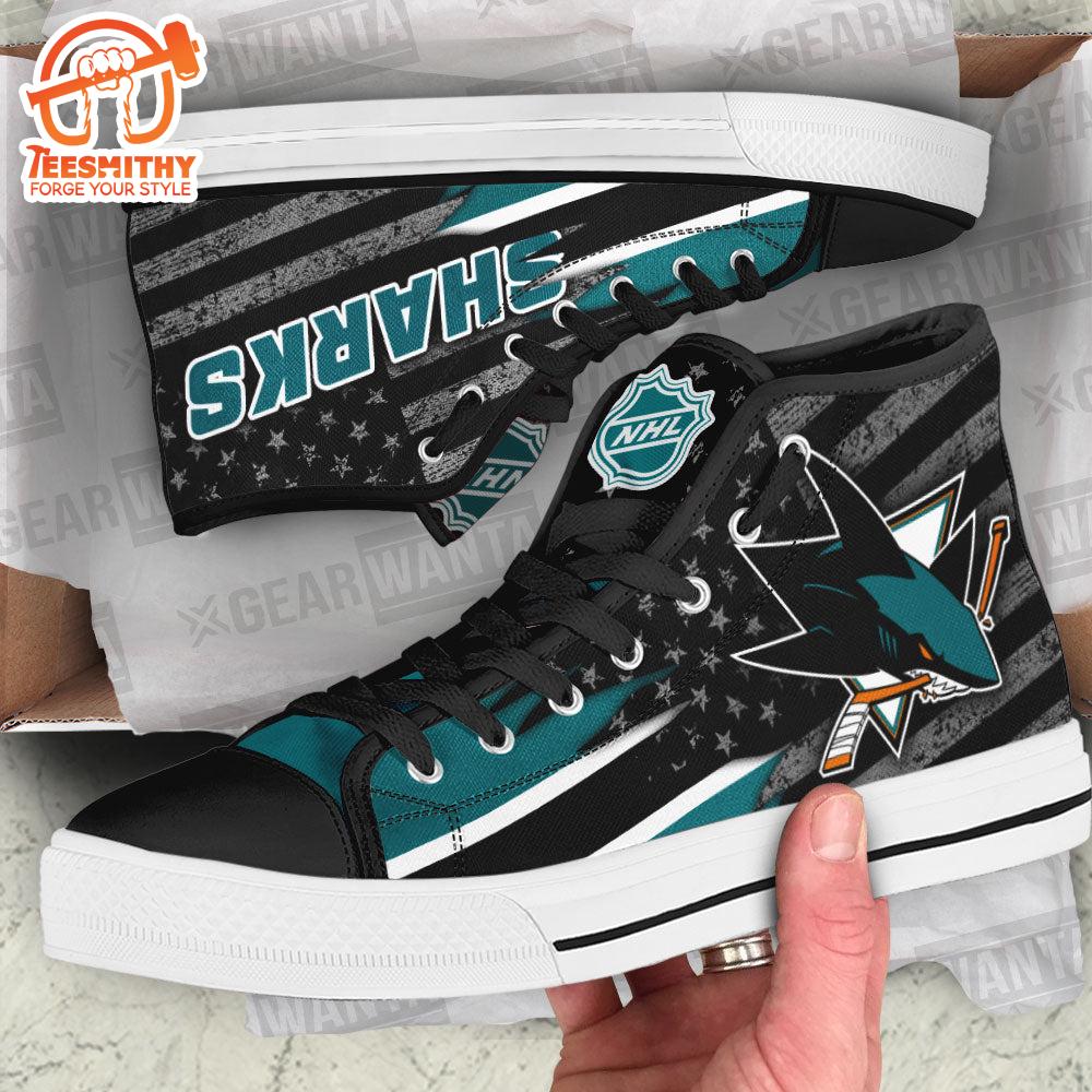 San Jose Sharks High Top Shoes Custom American Flag Sneakers