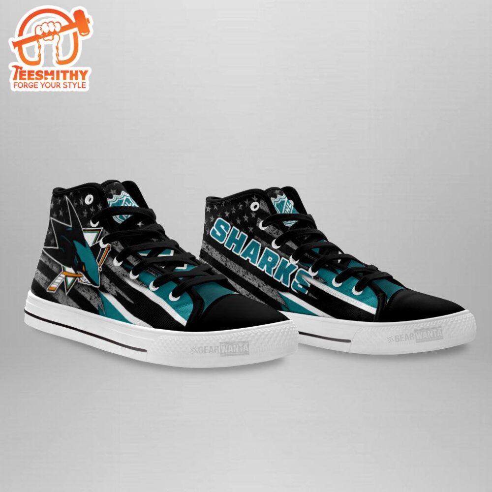 San Jose Sharks High Top Shoes Custom American Flag Sneakers