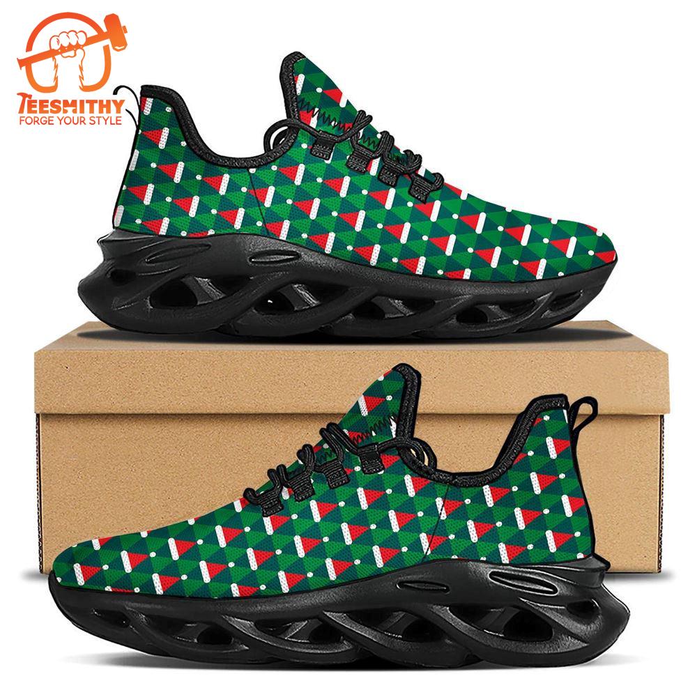 Santa Hats Christmas Print Pattern Black Max Soul Shoes   Gift Christmas