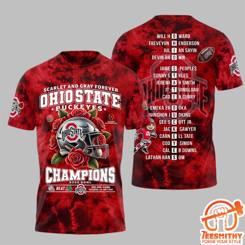 Scarlet And Gray Forever Ohio State Champions Champions Rose Bowl Shirt