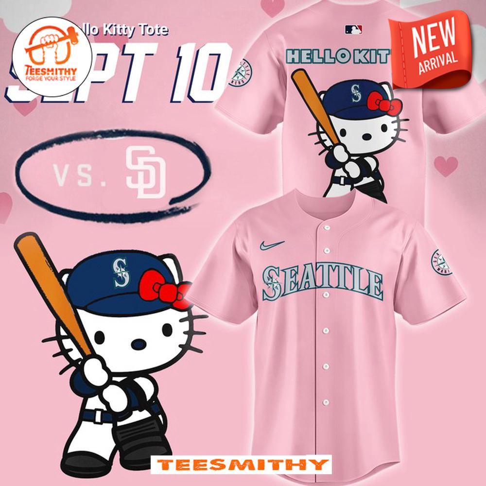 Seattle Mariners x Hello Kitty Night Pink Baseball Jersey