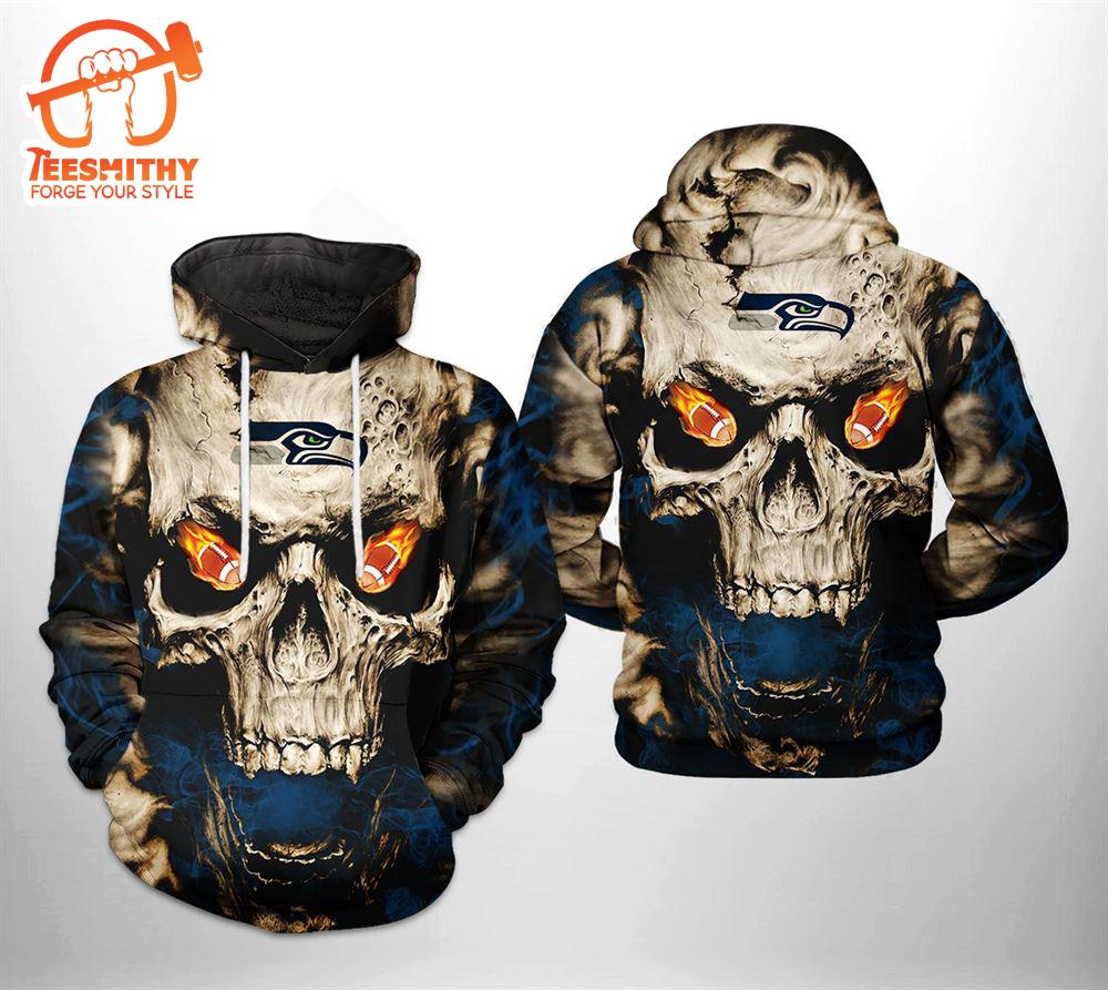 Seattle Seahawks Nfl Skull Team 3D All Over Print Zip Up Hoodie Option