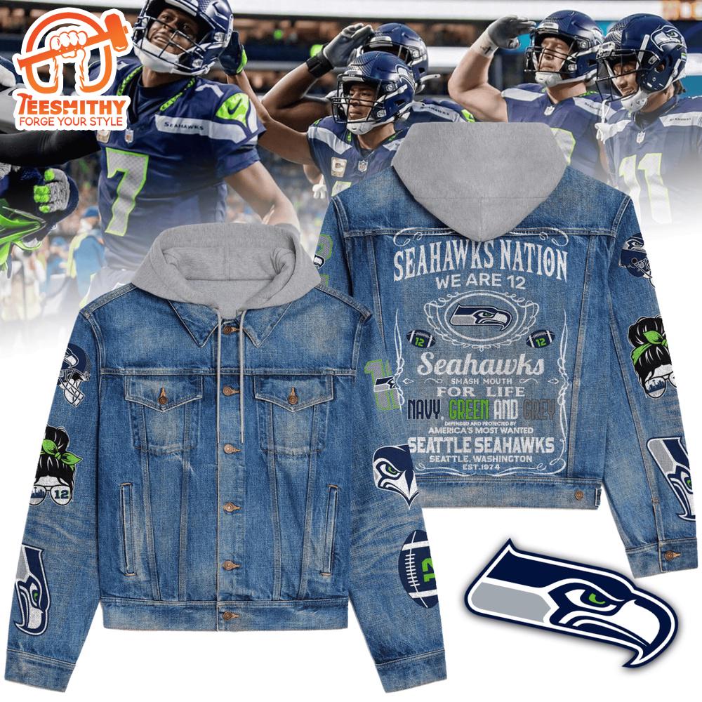 Seattle Seahawks Premium Hooded Denim Jacket For Fans