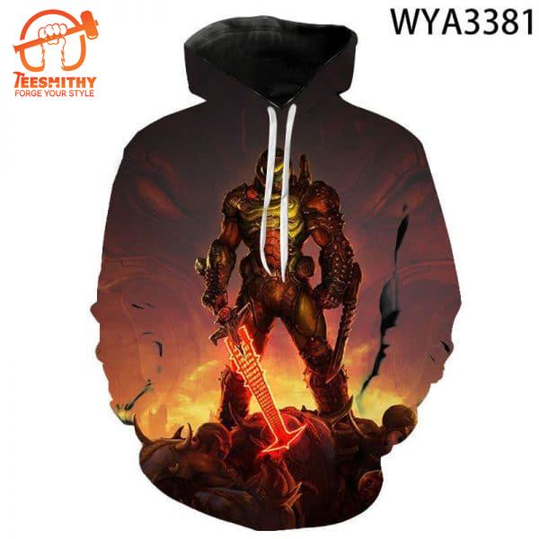 Shooting Game Doom Eternal All Over Print Hoodie For Gamers