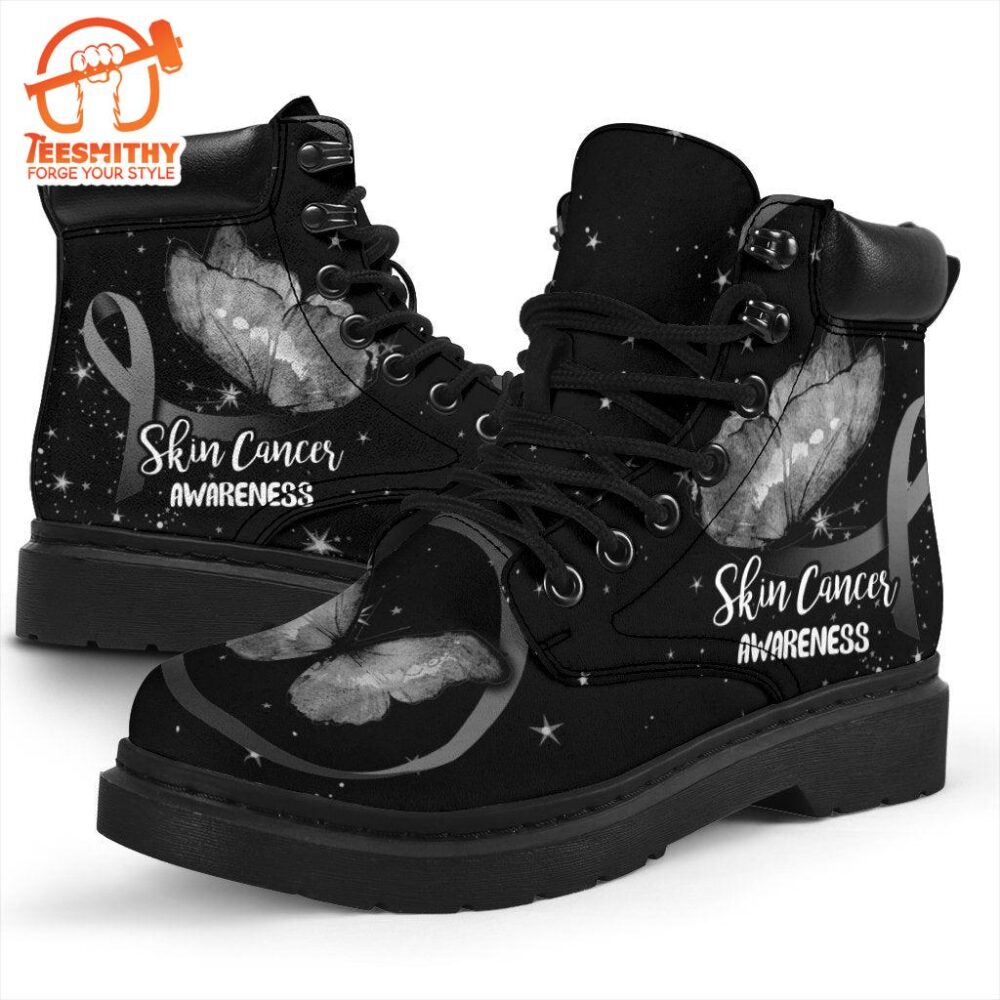 Skin Cancer Awareness Boots Ribbon Butterfly Shoes