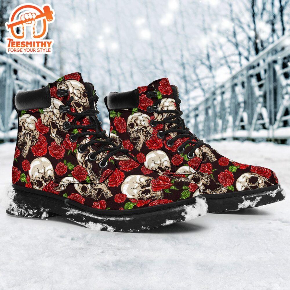 Skull Roses Boots Cool Gift Idea