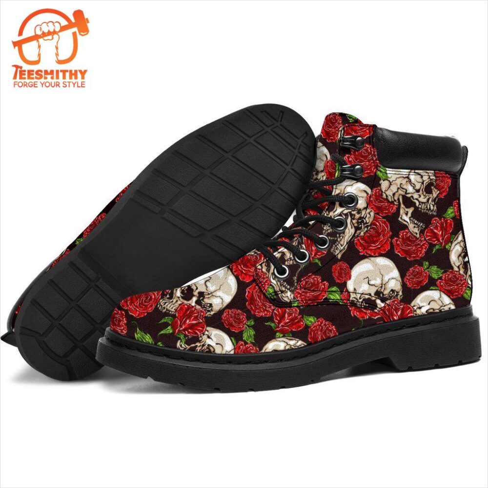 Skull Roses Boots Cool Gift Idea