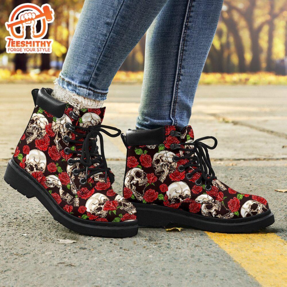 Skull Roses Boots Cool Gift Idea