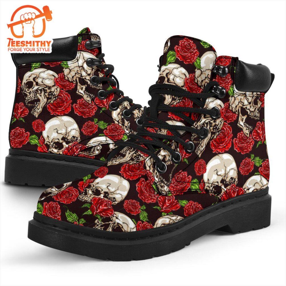 Skull Roses Boots Cool Gift Idea