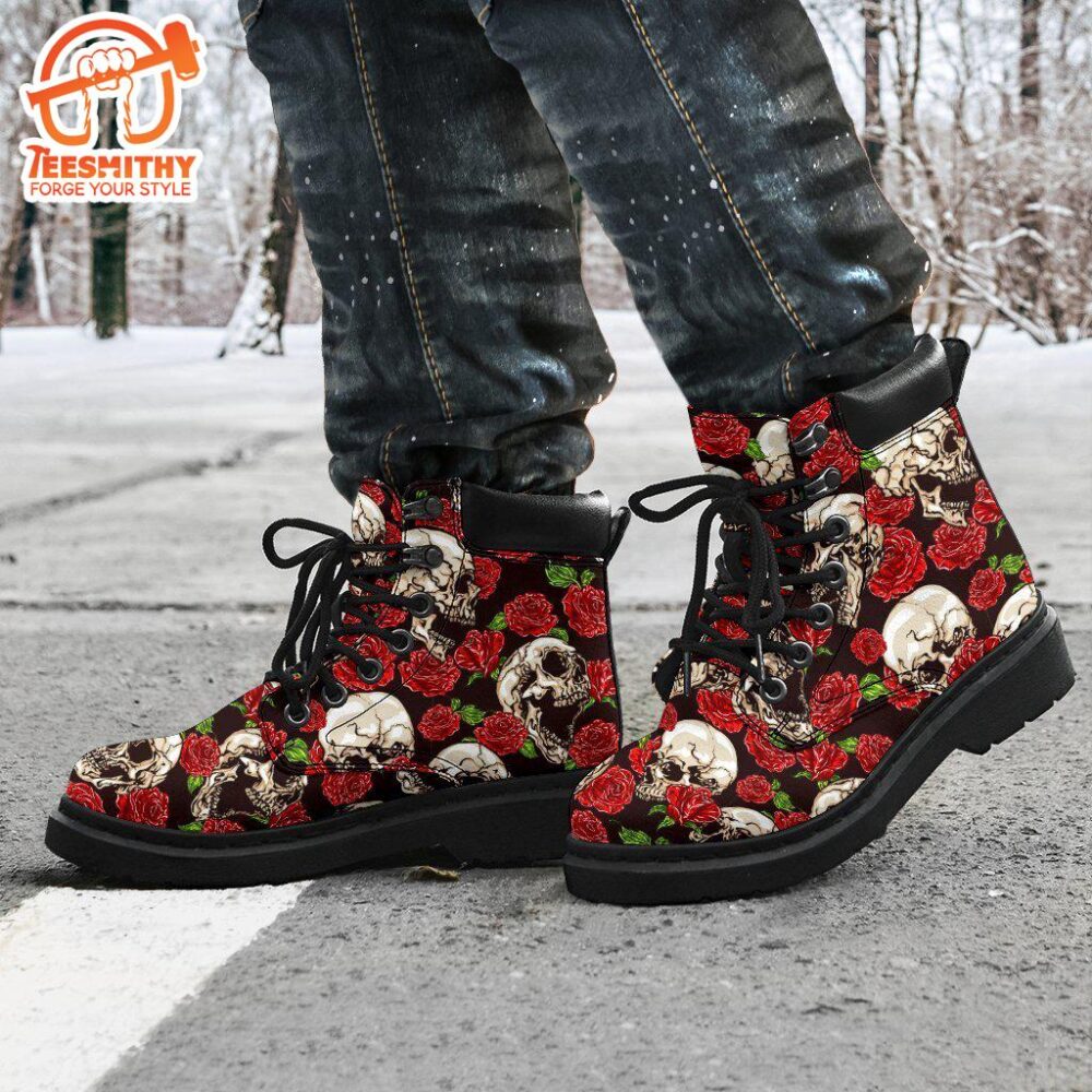 Skull Roses Boots Cool Gift Idea