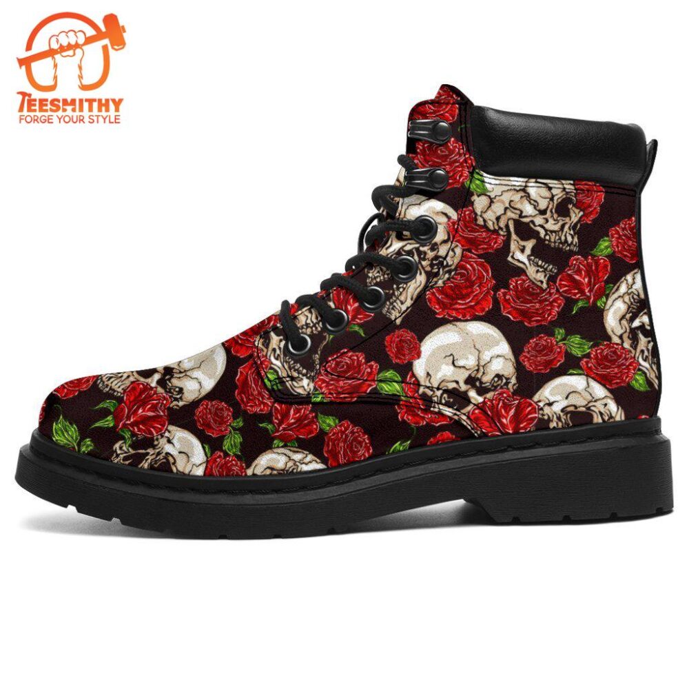 Skull Roses Boots Cool Gift Idea