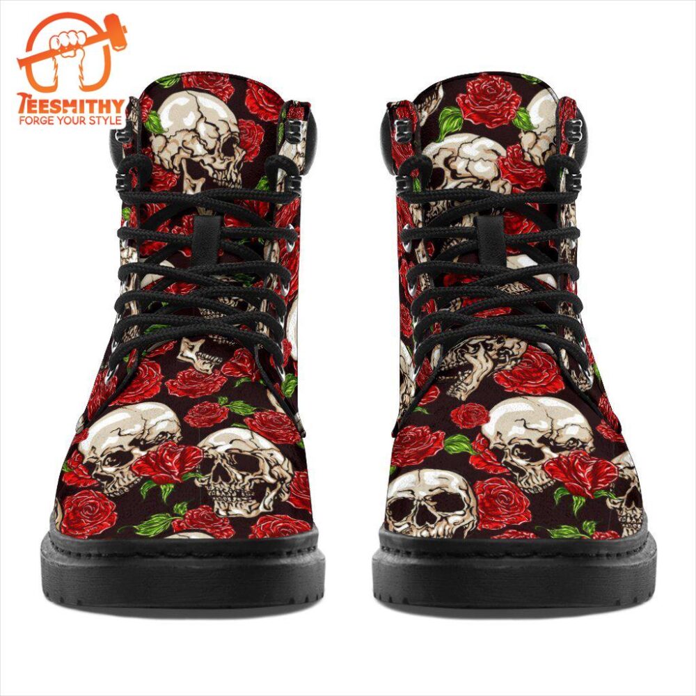 Skull Roses Boots Cool Gift Idea