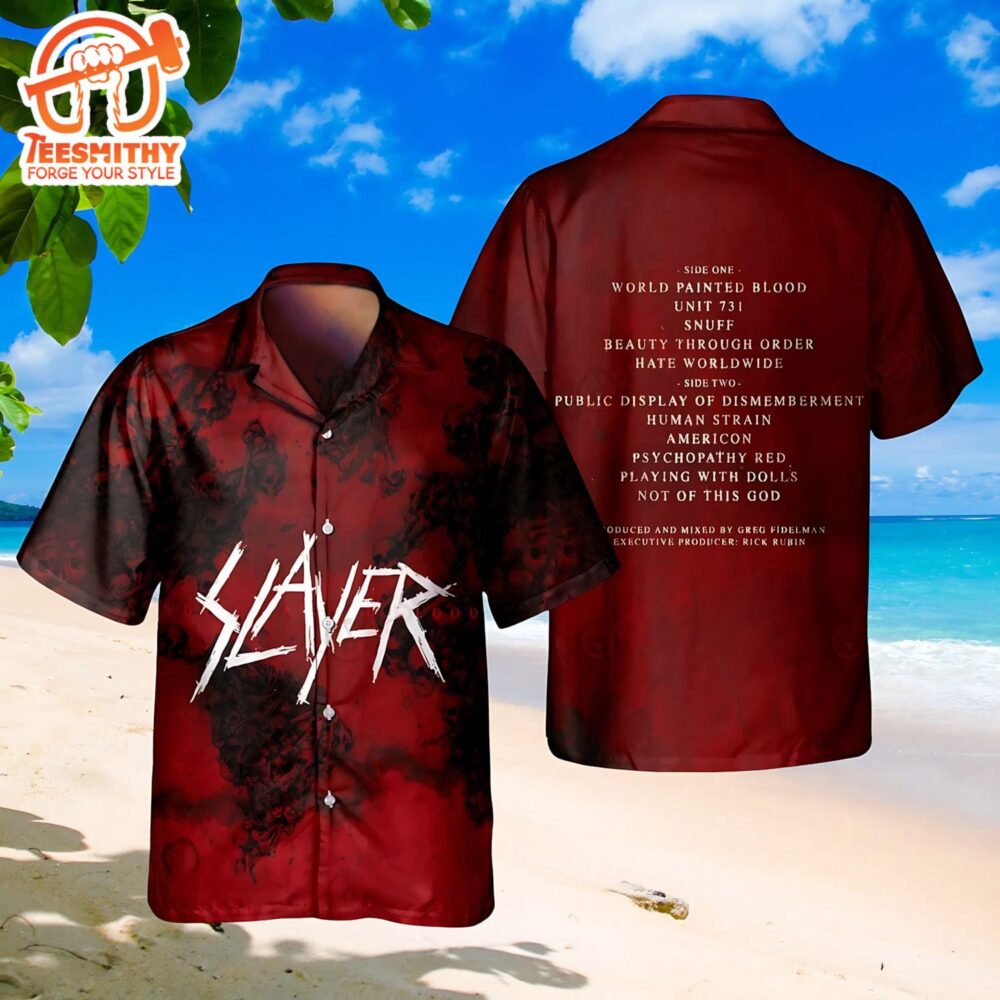 Slayer World Painted Blood Album Men’s Hawaiian Shirt