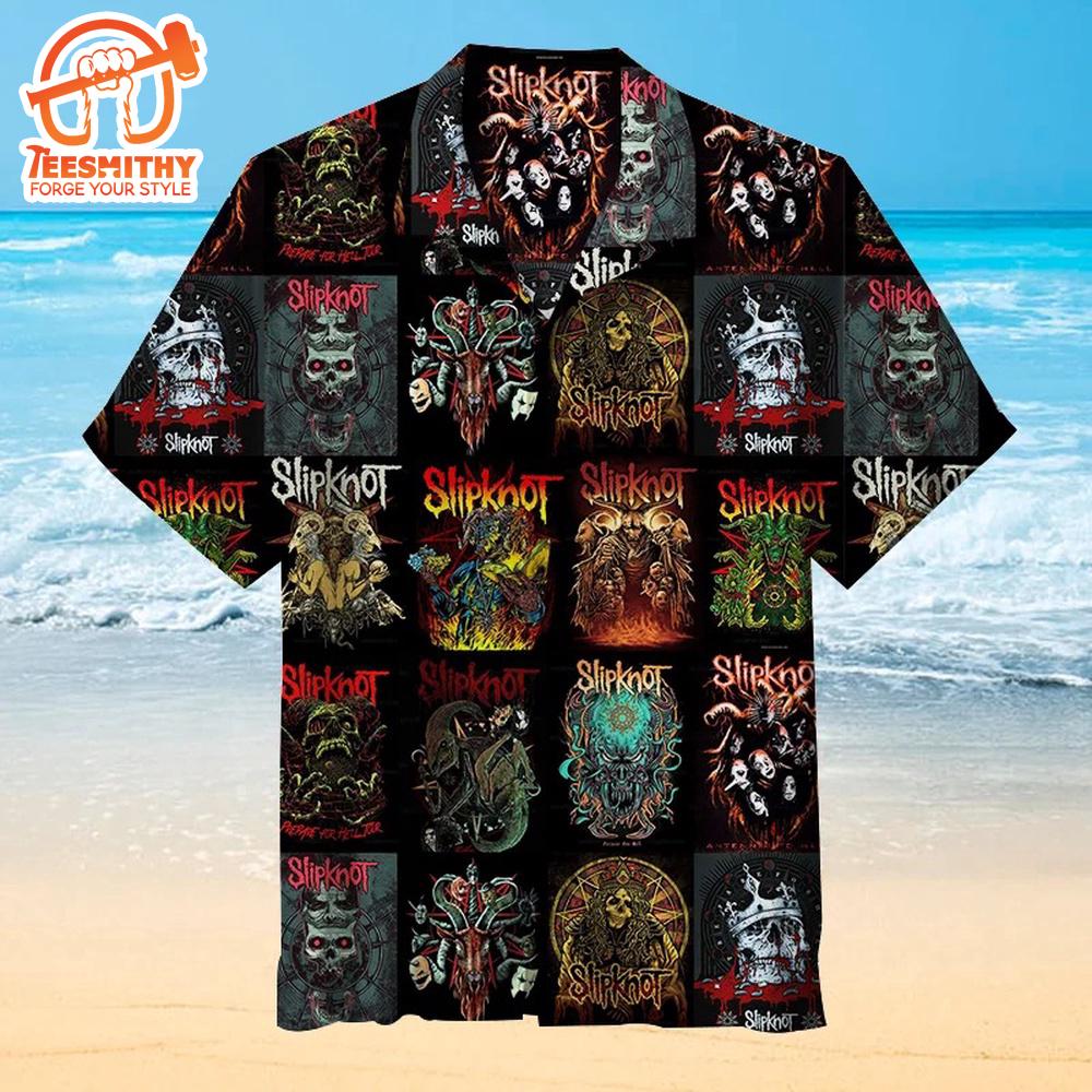 Slipknot Album Art Collage Short Sleeve Aloha Shirt