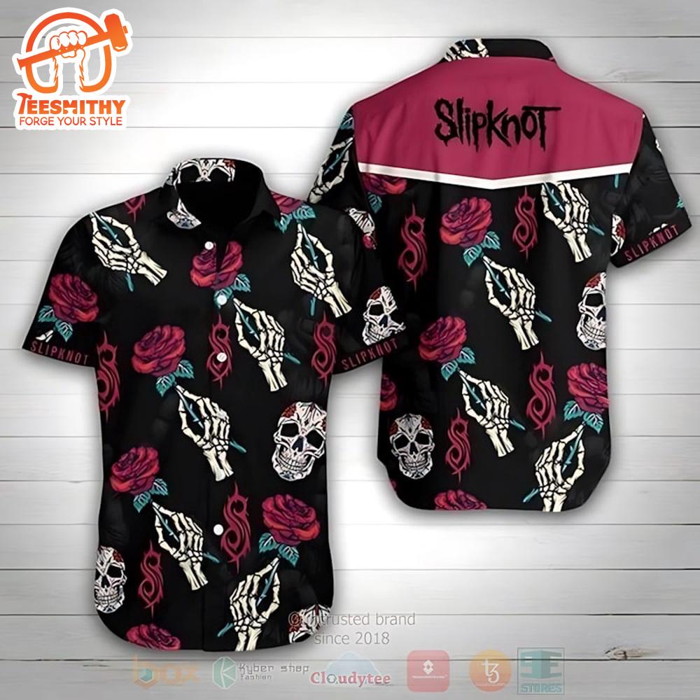 Slipknot Band Rose Skull Short Sleeve Short Sleeve Aloha Shirt