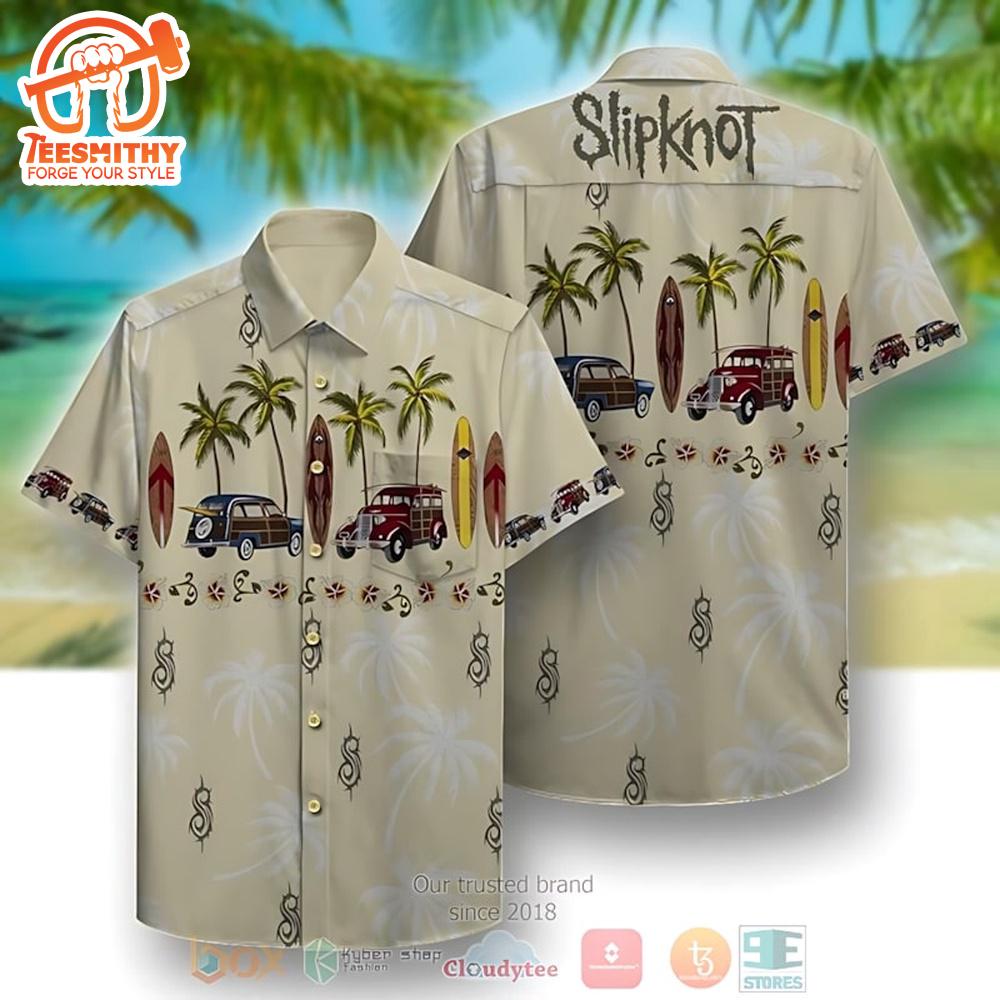 Slipknot Car Palm Tree Short Sleeve Aloha Shirt