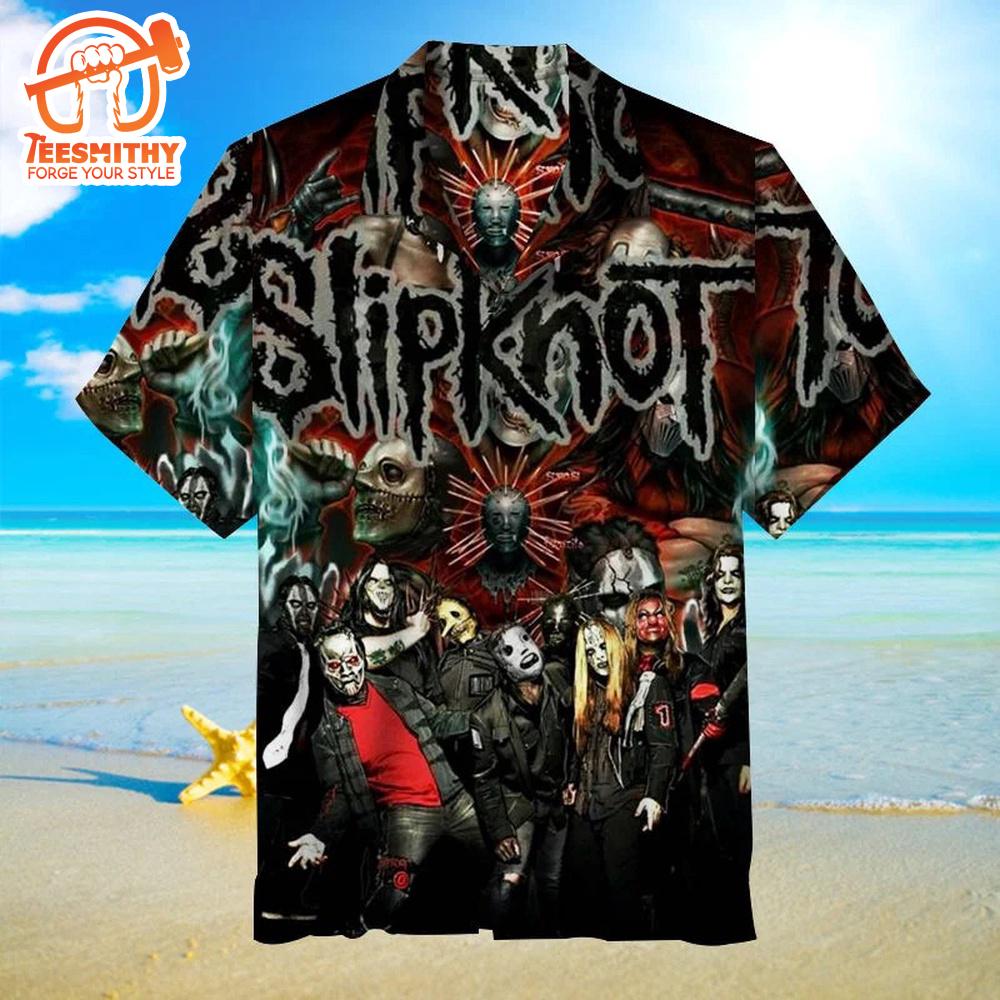 Slipknot Rock Band Horror Mask Collage Short Sleeve Aloha Shirt